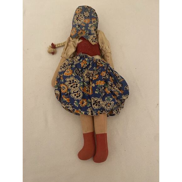 VTG Paper Mache Face Doll Polish Girl Stamped Poland Cloth Body Markings Arm - Picture 5 of 10